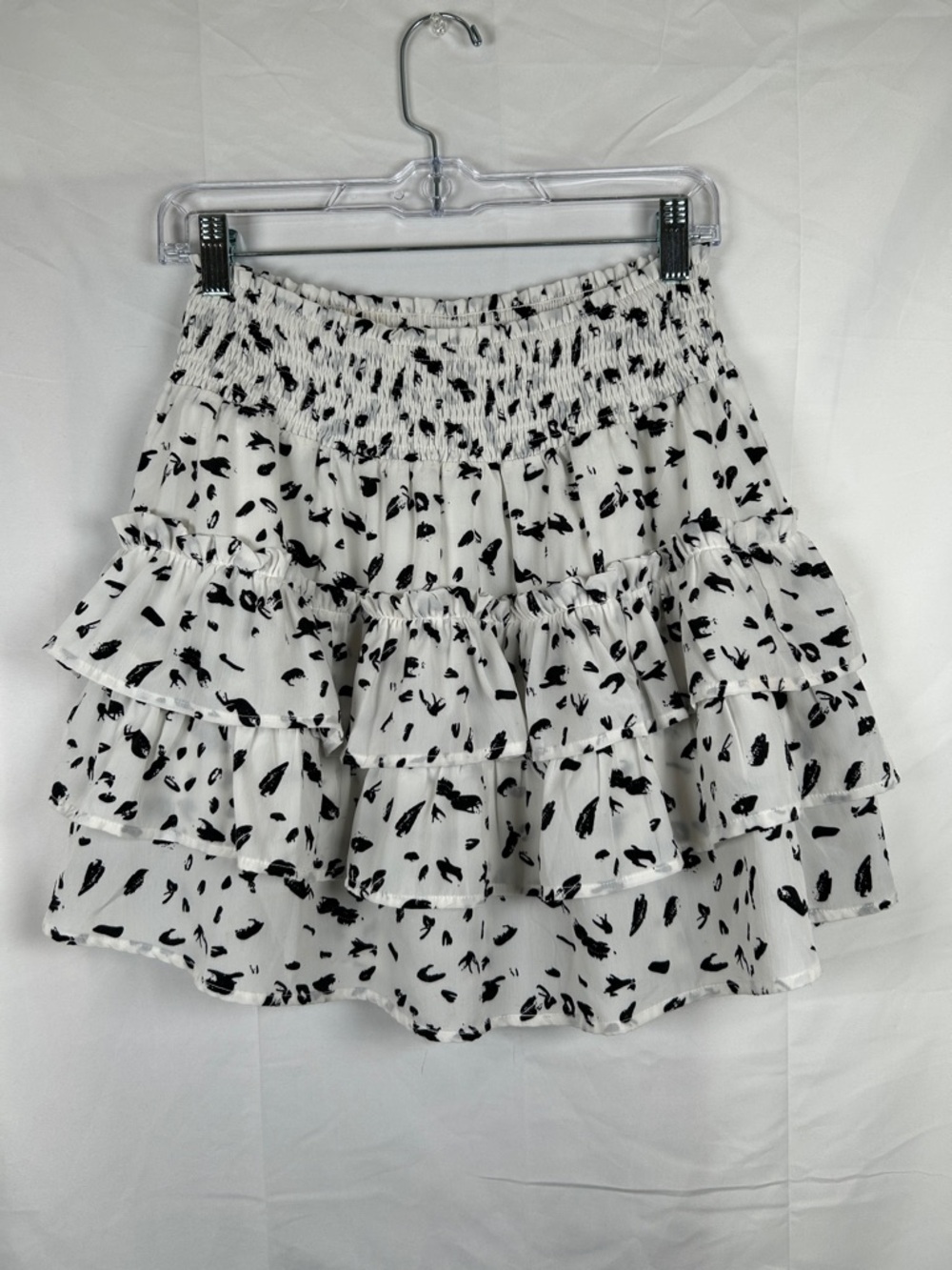 Whiteroom + Cactus Ruffle Tiered Mini Skirt Women’s Small White Black